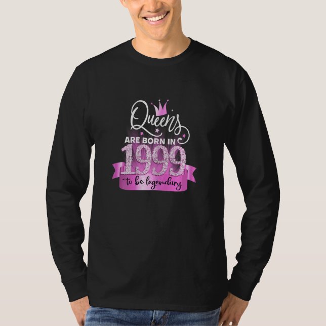 T-shirt Womens Born In 1999 I Elegant Pink Black Party Out (Devant)
