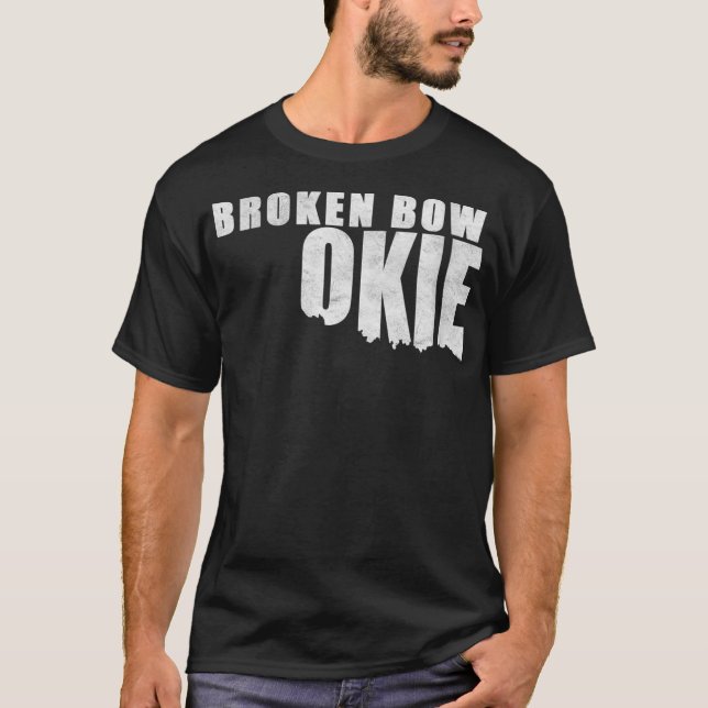 T-shirt Womens Broken Bow Okie Oklahoma Shaped Distressed  (Devant)