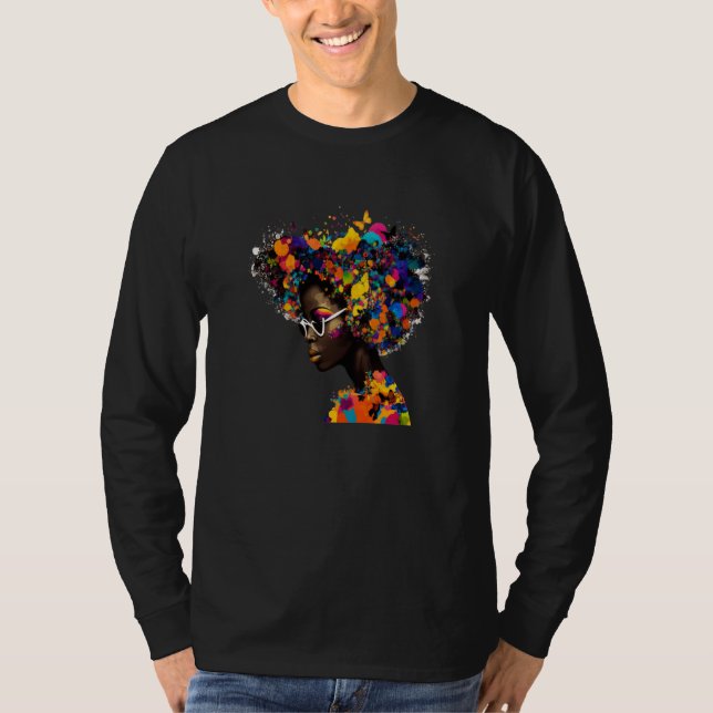 T-shirt Womens Butterflies Afro Black Women African Americ (Devant)