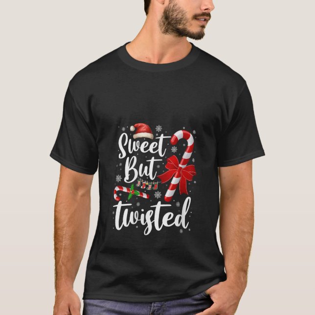 T-shirt Womens Candy Cane Lovers Christmas Sweet But Twist (Devant)