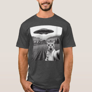 T-shirt Womens Cat Sie With Alien UFO Funny Cat Gifts For 