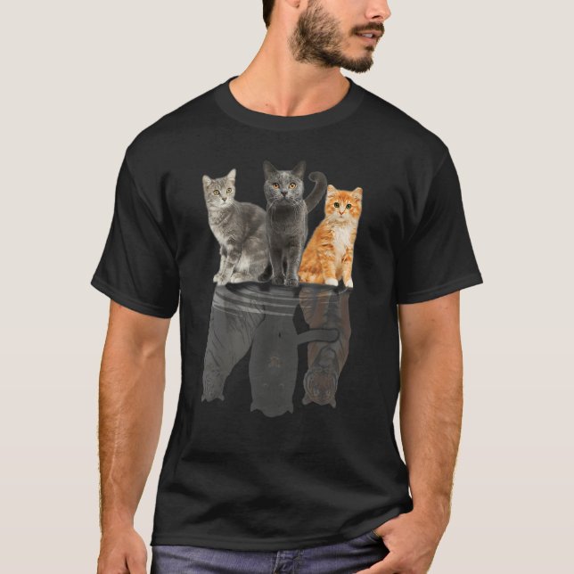 T-shirt Womens Cats Reflection Tiger Friends  Cute  1 (Devant)