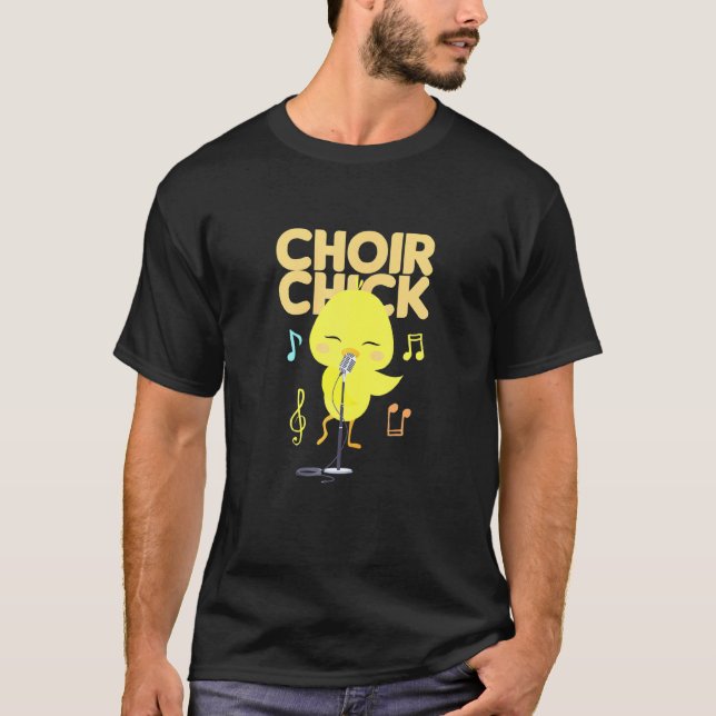 T-shirt Womens Choir Chick Chicken Singing Singer Cute Bir (Devant)