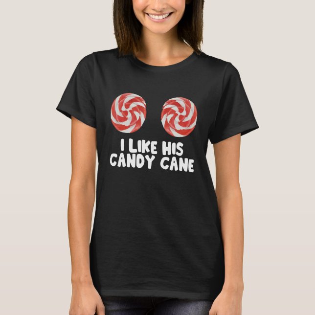 T-shirt Womens  Christmas Candy Cane Xmas Couples Matching (Devant)
