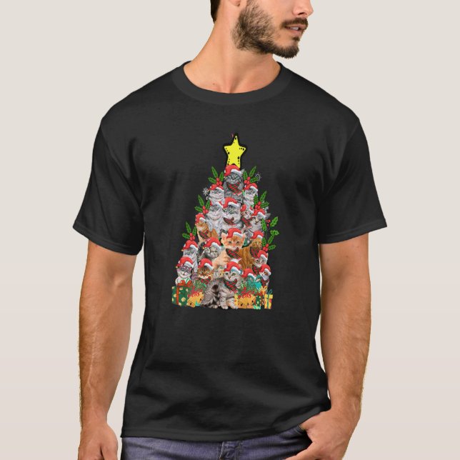 T-shirt Women's Christmas cat Xmas Tree Graphics     1 (Devant)