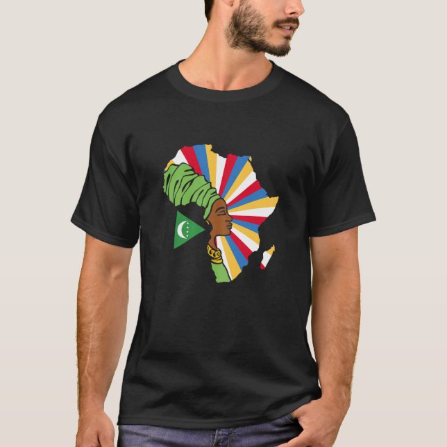 T-shirt Womens Comoros Comorian Flag Africa Map Ethnic Her (Devant)