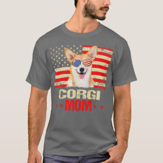 T-shirt Womens Corgi Mom Usa Flag Dog Lover Mothers Day176
