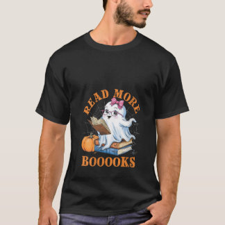 T-shirt Womens Cute Books Ghost Read More Livres Funny Te