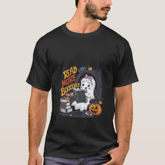 T-shirt Womens Cute Books Ghost Read More Livres Funny Te