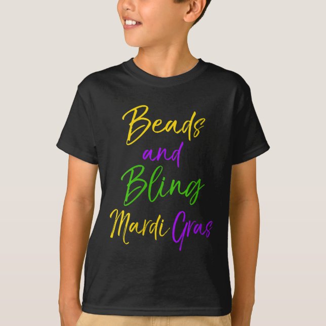 T-shirt Womens Cute Mardi Gras Party Quote Gift Beads And  (Devant)