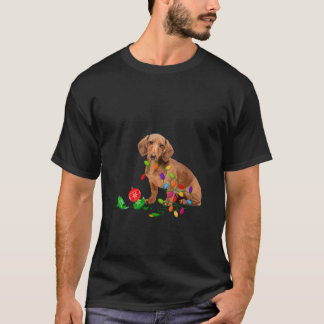 T-shirt Womens Dachshund Art Dog Lover Christmas Doxi Ligh