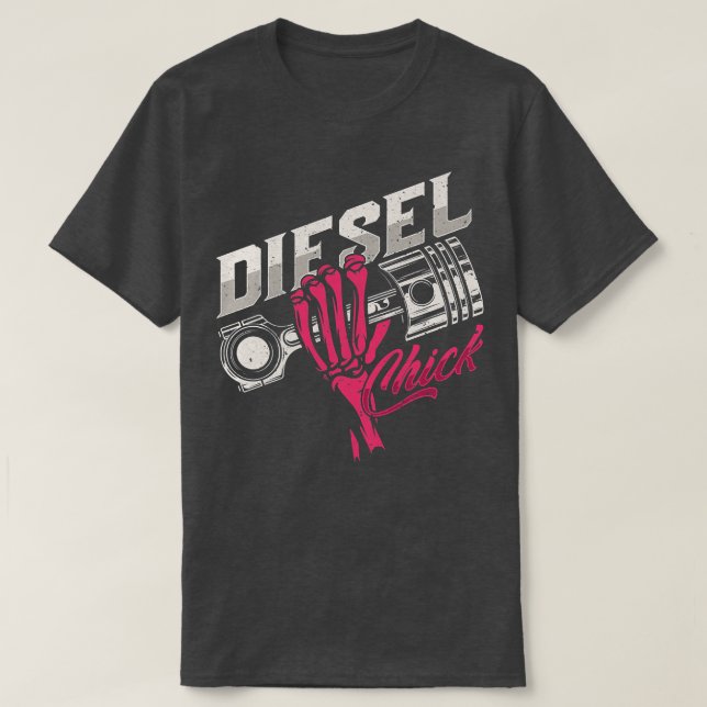 T-shirt Womens Diesel Chick Trucker Highway Truck Driver A (Design devant)