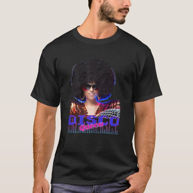 T-shirt Womens Disco Queen Discoqueen Clubbing 90s 70s Par (Devant)