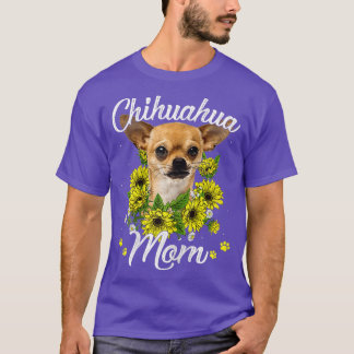 T-shirt Womens Dog Mom Mothers Day Gifts Sunflower Chihuah