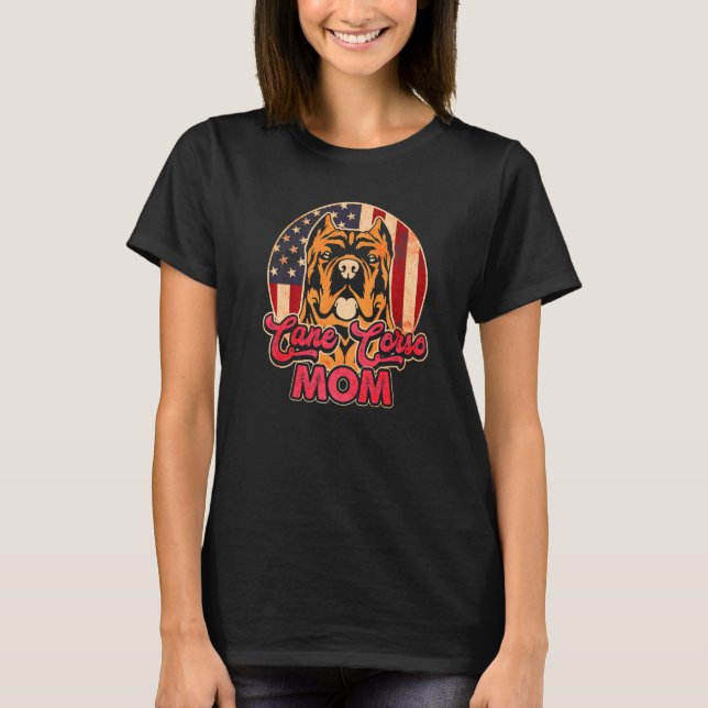 T-shirt Womens Dog  USA Flag Cane Corso Mom (Devant)
