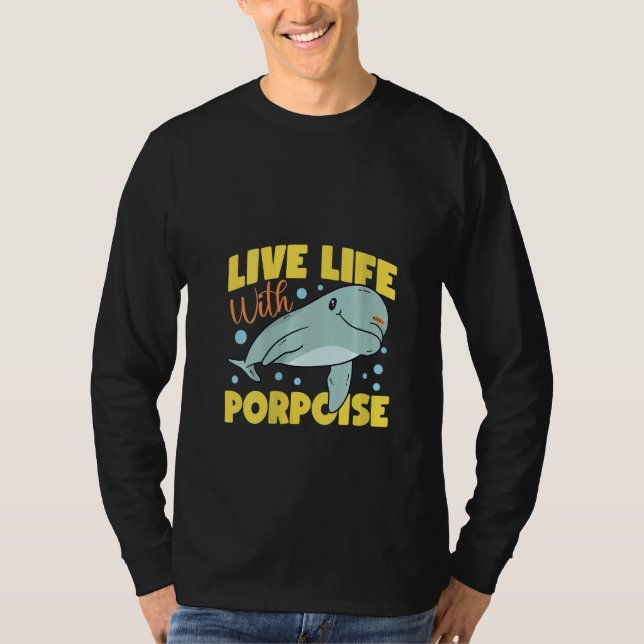 T-shirt Womens Dolphin Live Life With Porpoise V Neck (Devant)