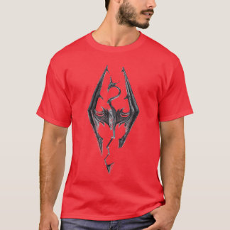 T-shirt Womens Elder Scrolls Skyrim Dragon Emblem Video Ga