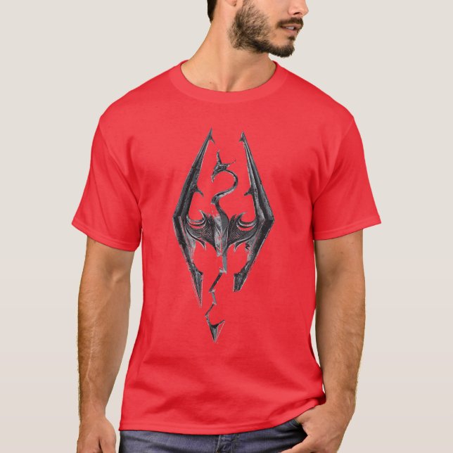 T-shirt Womens Elder Scrolls Skyrim Dragon Emblem Video Ga (Devant)
