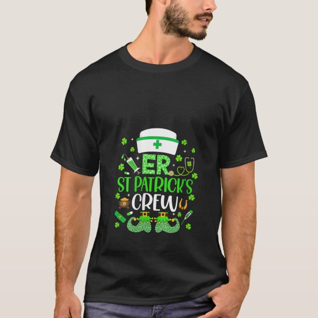 T-shirt Womens ER Nurse St Patrick s Day Crew Emergency Ro (Devant)