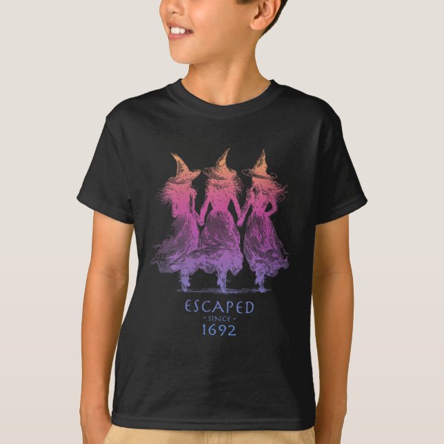 T-shirt Womens Escaped Since 1692 Funny Witch Halloween De (Devant)