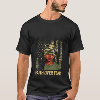 T-shirt Womens Faith Over Fear Christian Camo African Amer