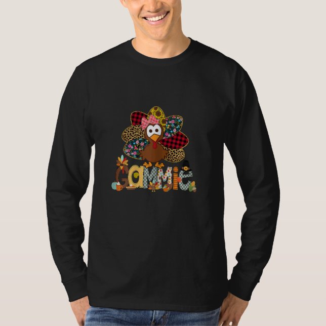 T-shirt Womens Fall Turkey Gammie    Thanksgiving Doodle G (Devant)