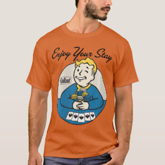 T-shirt Womens Fallout Video Game Vault Boy Poker Enjoy Yo