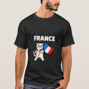 T-shirt Womens France Flag Cat French Colors Kitten