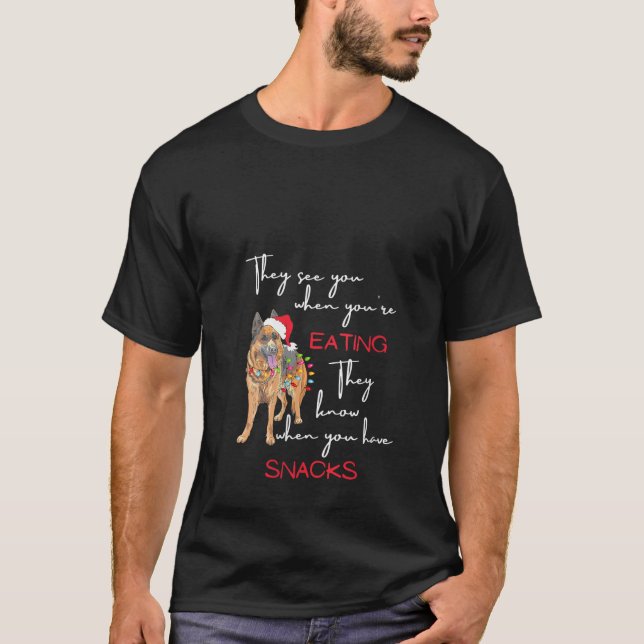 T-shirt Womens Funny Christmas German Shepherd Dog Xmas Ho (Devant)