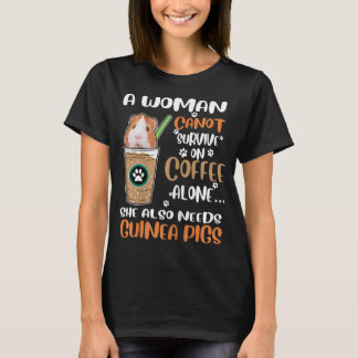 T-shirt Womens Funny Coffee Guinea Pigs Woman