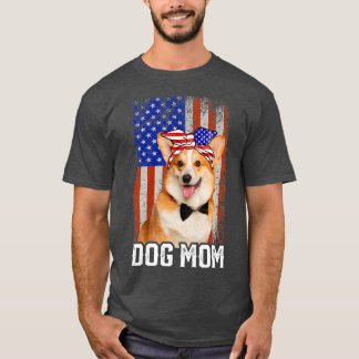 T-shirt Womens Funny Corgi Dog Mom Usa Flag Mother's Day16