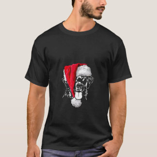 T-shirt Womens Funny Flat Coated Retriever Santa Christmas