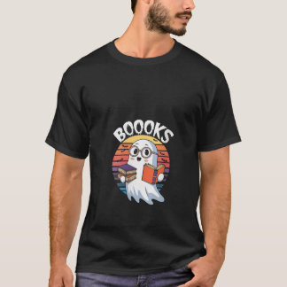 T-shirt Womens Funny Ghost Livres de lecture Éffrayant Sun