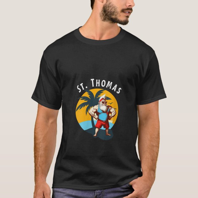 T-shirt Womens Funny Gnomes St Thomas Retro Buff Gnome Bir (Devant)