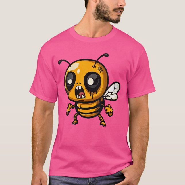 T-shirt Womens Funny Halloween Honey Bee Zombie Comic VNec (Devant)