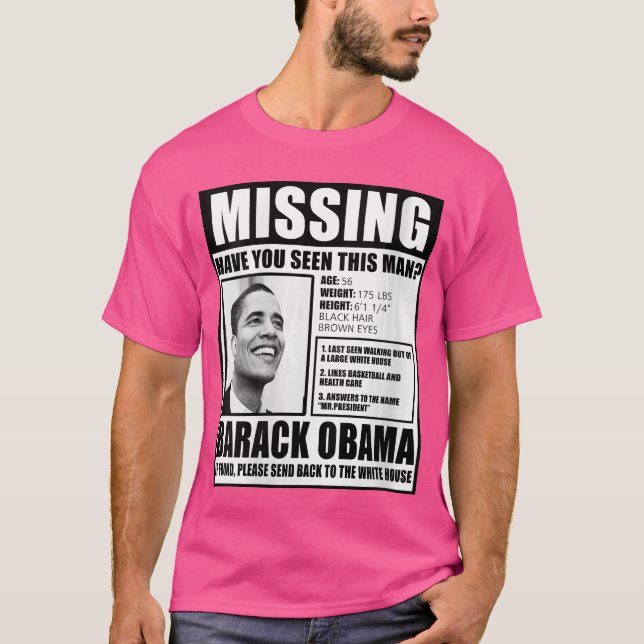 T-shirt Womens Funny Missing Barack Obama Liberal Poster V (Devant)