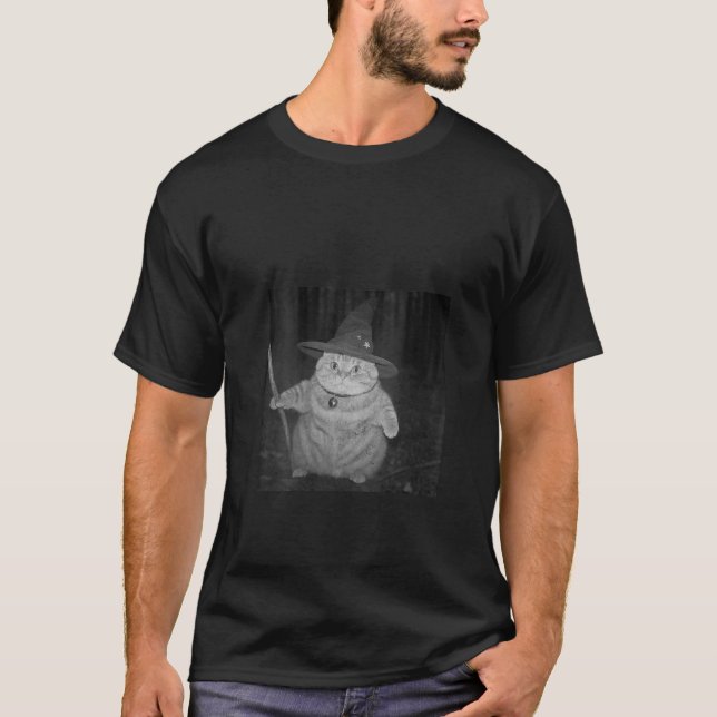 T-shirt Womens Funny Wizard Cat Meme witch Halloween Kitty (Devant)