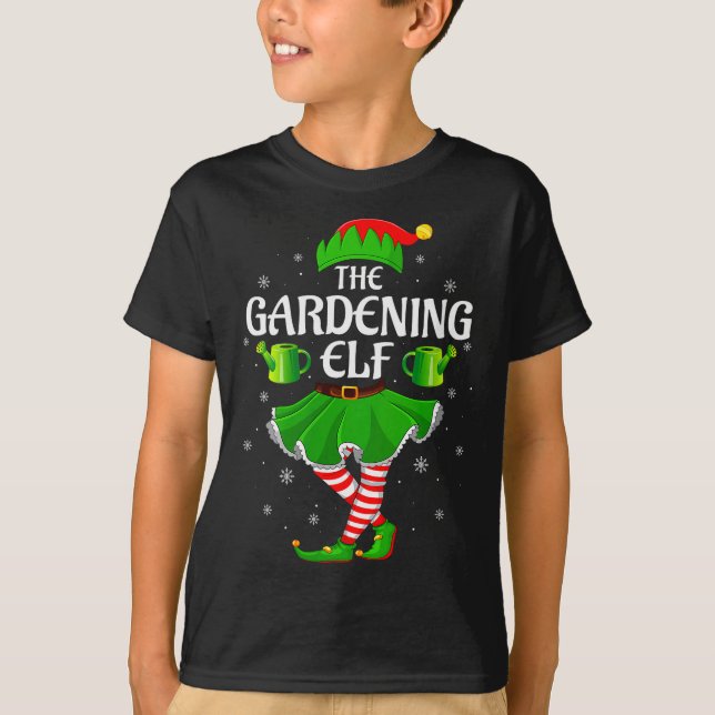 T-shirt Womens Gardening Elf Christmas Family Girls Women  (Devant)