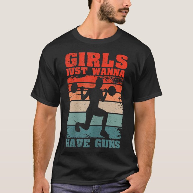 T-shirt Womens Girls Just W Have Guns Funny Workout Girl G (Devant)