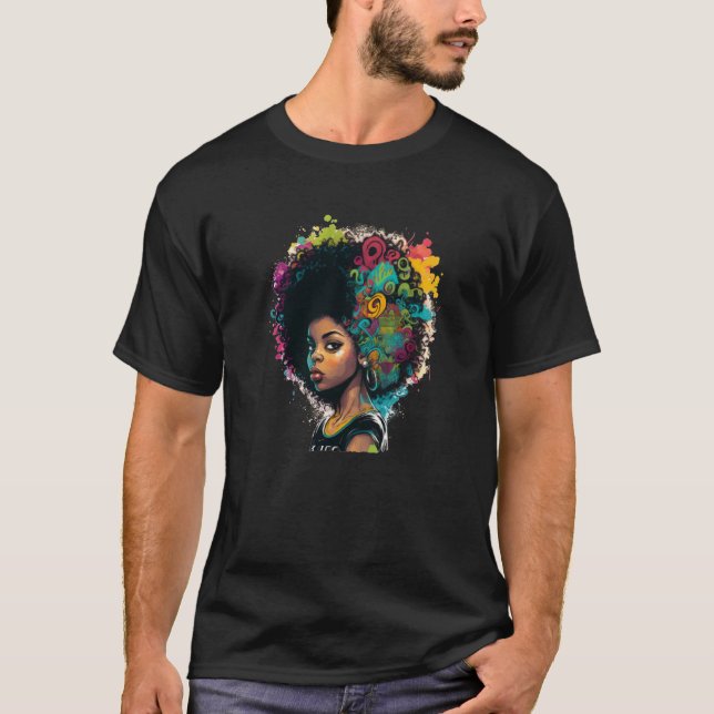 T-shirt Womens Graffiti Afro Black Women African American  (Devant)