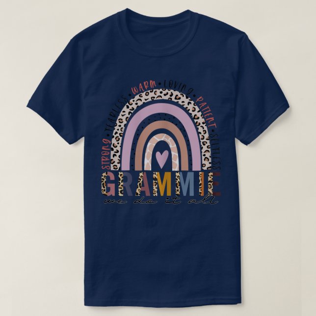 T-shirt Womens Grammie Saying Leopard Rainbow, Blessed Gra (Design devant)