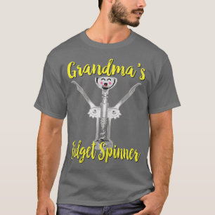 T-shirt Womens Grandma's Fidget Spinner Wine Corkscrew Fun