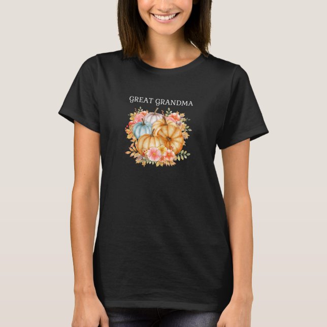 T-shirt Womens Great Grandma Colorful Pumpkins Fall Autumn (Devant)