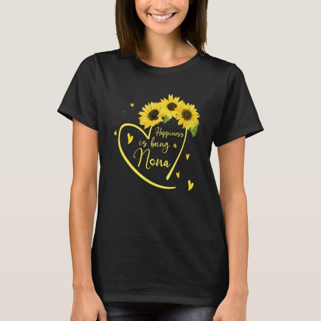 T-shirt Womens Happiness Is Being A Nona Sunflower (Devant)