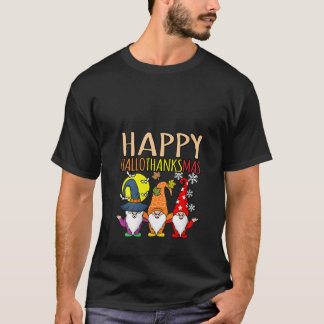 T-shirt Womens Happy Hallothanksmas Christmas Halloween Th