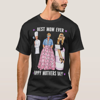 T-shirt Womens Happy Mothers Day Chef Mom Best Mom Ever Bl