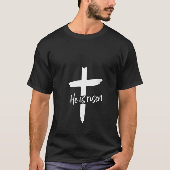 T-shirt Womens He is Risen Christian Jesus Easter Day V Ne (Devant)