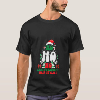 T-shirt Womens Ho Ho Ho Santa s Favorite Hair Stylist Funn