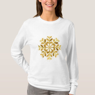 T-shirt Womens Holiday Gold Snowflake