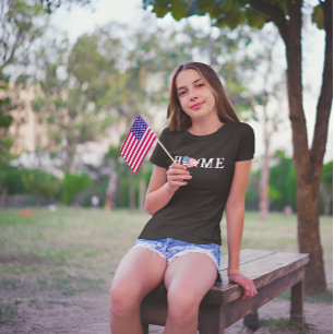 T-shirt Women's Home USA Carte American Flag 4 juillet Déc